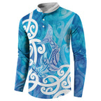 Hammerhead Shark Tattoo New Zealand Button Sweatshirt Maori Galaxy Mangopare Pattern