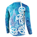 Hammerhead Shark Tattoo New Zealand Button Sweatshirt Maori Galaxy Mangopare Pattern