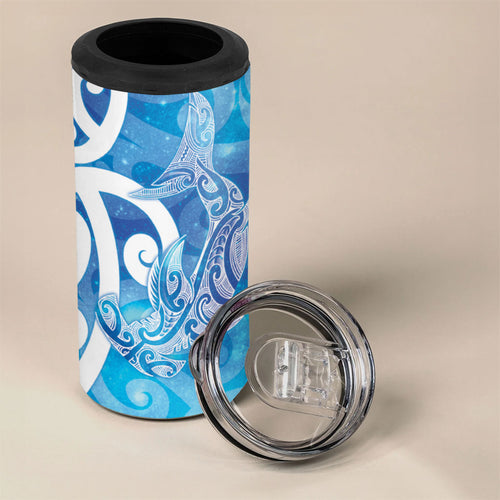 Hammerhead Shark Tattoo New Zealand 4 in 1 Can Cooler Tumbler Maori Galaxy Mangopare Pattern