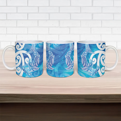 Hammerhead Shark Tattoo New Zealand Ceramic Mug Maori Galaxy Mangopare Pattern