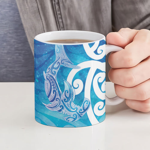 Hammerhead Shark Tattoo New Zealand Ceramic Mug Maori Galaxy Mangopare Pattern