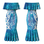 Hammerhead Shark Tattoo New Zealand Couples Matching Mermaid Dress and Hawaiian Shirt Maori Galaxy Mangopare Pattern