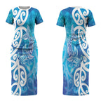 Hammerhead Shark Tattoo New Zealand Couples Matching Short Sleeve Bodycon Dress and Long Sleeve Button Shirt Maori Galaxy Mangopare Pattern