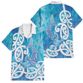Hammerhead Shark Tattoo New Zealand Family Matching Off Shoulder Short Dress and Hawaiian Shirt Maori Galaxy Mangopare Pattern