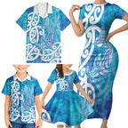 Hammerhead Shark Tattoo New Zealand Family Matching Short Sleeve Bodycon Dress and Hawaiian Shirt Maori Galaxy Mangopare Pattern