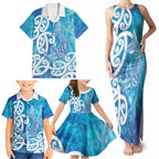 Hammerhead Shark Tattoo New Zealand Family Matching Tank Maxi Dress and Hawaiian Shirt Maori Galaxy Mangopare Pattern