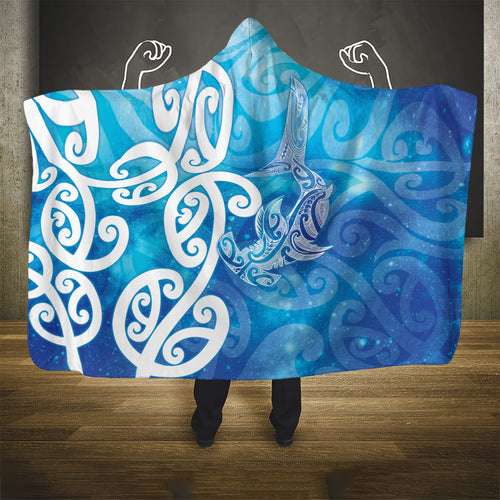 Hammerhead Shark Tattoo New Zealand Hooded Blanket Maori Galaxy Mangopare Pattern