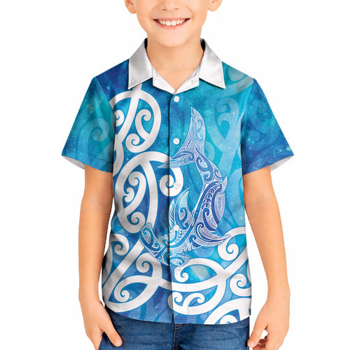 Hammerhead Shark Tattoo New Zealand Kid Hawaiian Shirt Maori Galaxy Mangopare Pattern