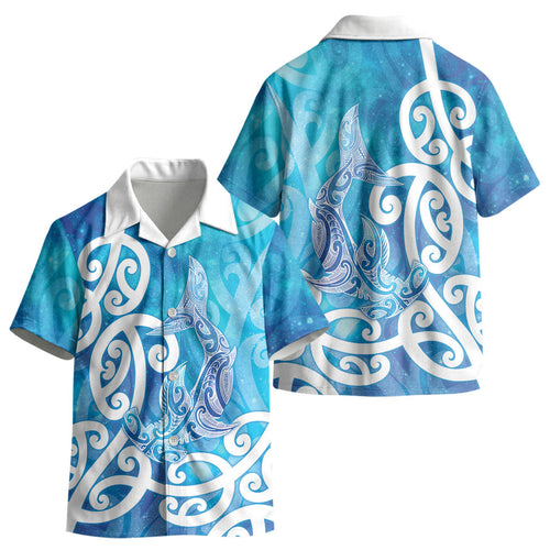 Hammerhead Shark Tattoo New Zealand Kid Hawaiian Shirt Maori Galaxy Mangopare Pattern