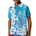 Hammerhead Shark Tattoo New Zealand Kid Polo Shirt Maori Galaxy Mangopare Pattern