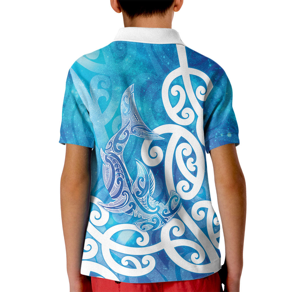 Hammerhead Shark Tattoo New Zealand Kid Polo Shirt Maori Galaxy Mangopare Pattern