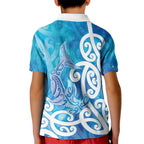 Hammerhead Shark Tattoo New Zealand Kid Polo Shirt Maori Galaxy Mangopare Pattern