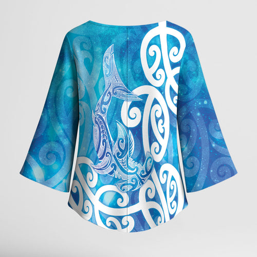 Hammerhead Shark Tattoo New Zealand Kimono Sleeve Blouse Maori Galaxy Mangopare Pattern