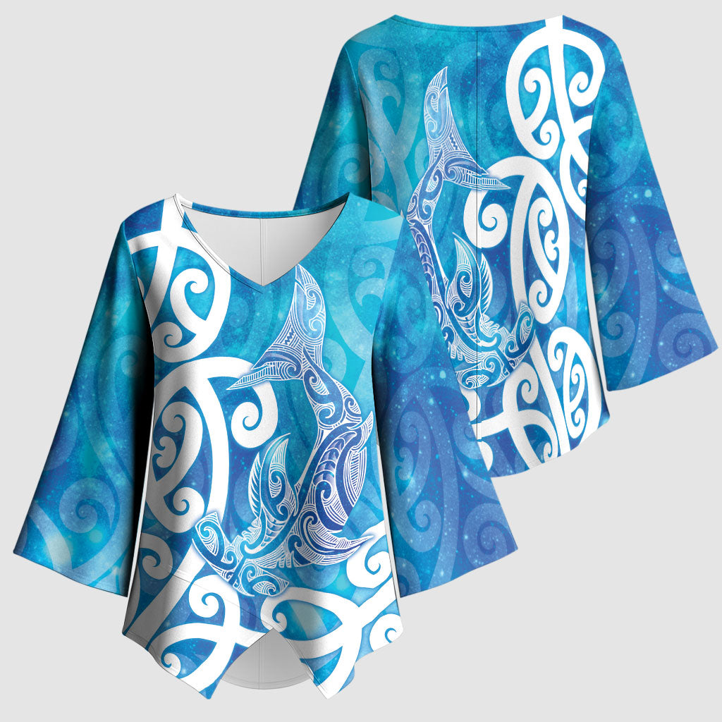 Hammerhead Shark Tattoo New Zealand Kimono Sleeve Blouse Maori Galaxy Mangopare Pattern