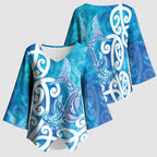Hammerhead Shark Tattoo New Zealand Kimono Sleeve Blouse Maori Galaxy Mangopare Pattern