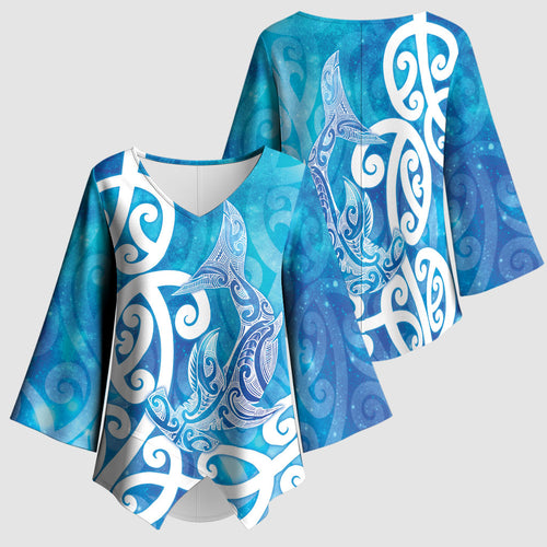Hammerhead Shark Tattoo New Zealand Kimono Sleeve Blouse Maori Galaxy Mangopare Pattern