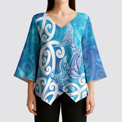 Hammerhead Shark Tattoo New Zealand Kimono Sleeve Blouse Maori Galaxy Mangopare Pattern