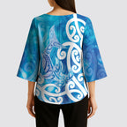 Hammerhead Shark Tattoo New Zealand Kimono Sleeve Blouse Maori Galaxy Mangopare Pattern