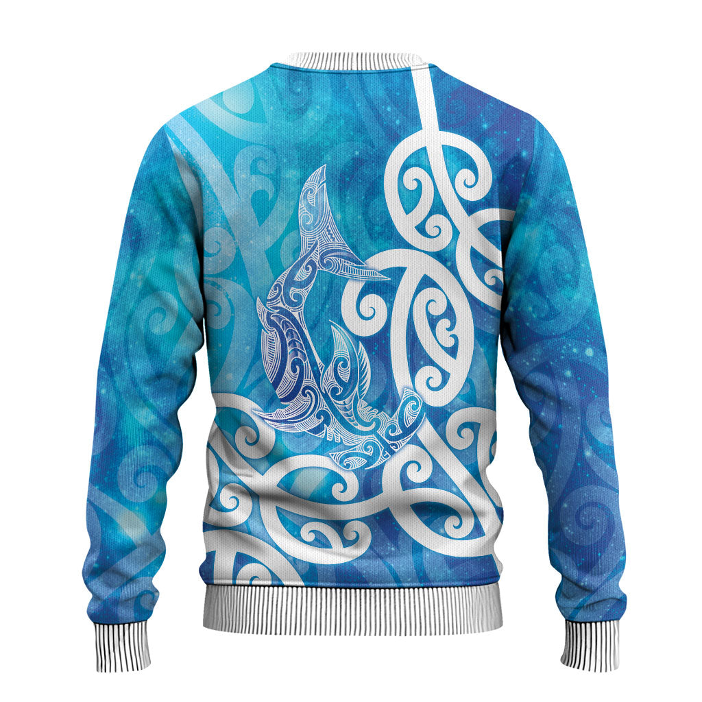 Hammerhead Shark Tattoo New Zealand Ugly Christmas Sweater Maori Galaxy Mangopare Pattern