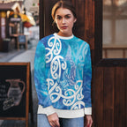 Hammerhead Shark Tattoo New Zealand Ugly Christmas Sweater Maori Galaxy Mangopare Pattern