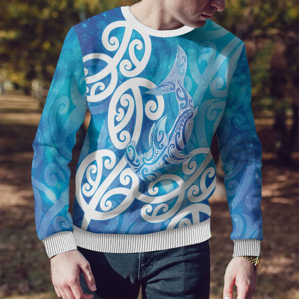 Hammerhead Shark Tattoo New Zealand Ugly Christmas Sweater Maori Galaxy Mangopare Pattern