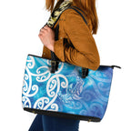 Hammerhead Shark Tattoo New Zealand Leather Tote Bag Maori Galaxy Mangopare Pattern