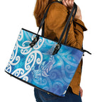 Hammerhead Shark Tattoo New Zealand Leather Tote Bag Maori Galaxy Mangopare Pattern