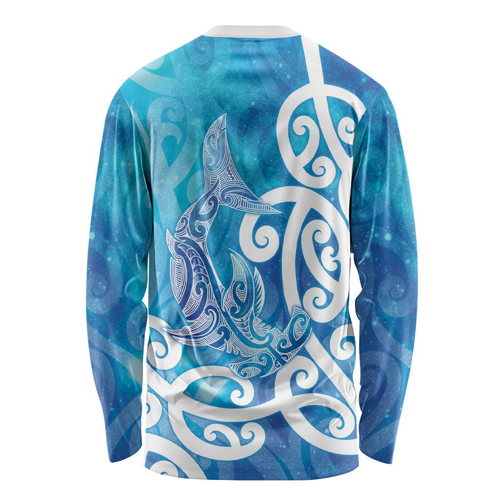 Hammerhead Shark Tattoo New Zealand Long Sleeve Shirt Maori Galaxy Mangopare Pattern