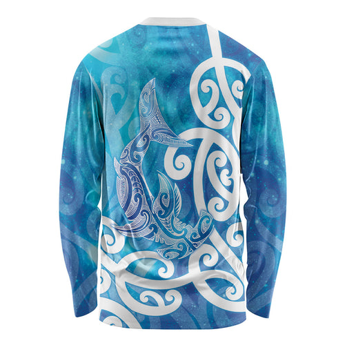 Hammerhead Shark Tattoo New Zealand Long Sleeve Shirt Maori Galaxy Mangopare Pattern