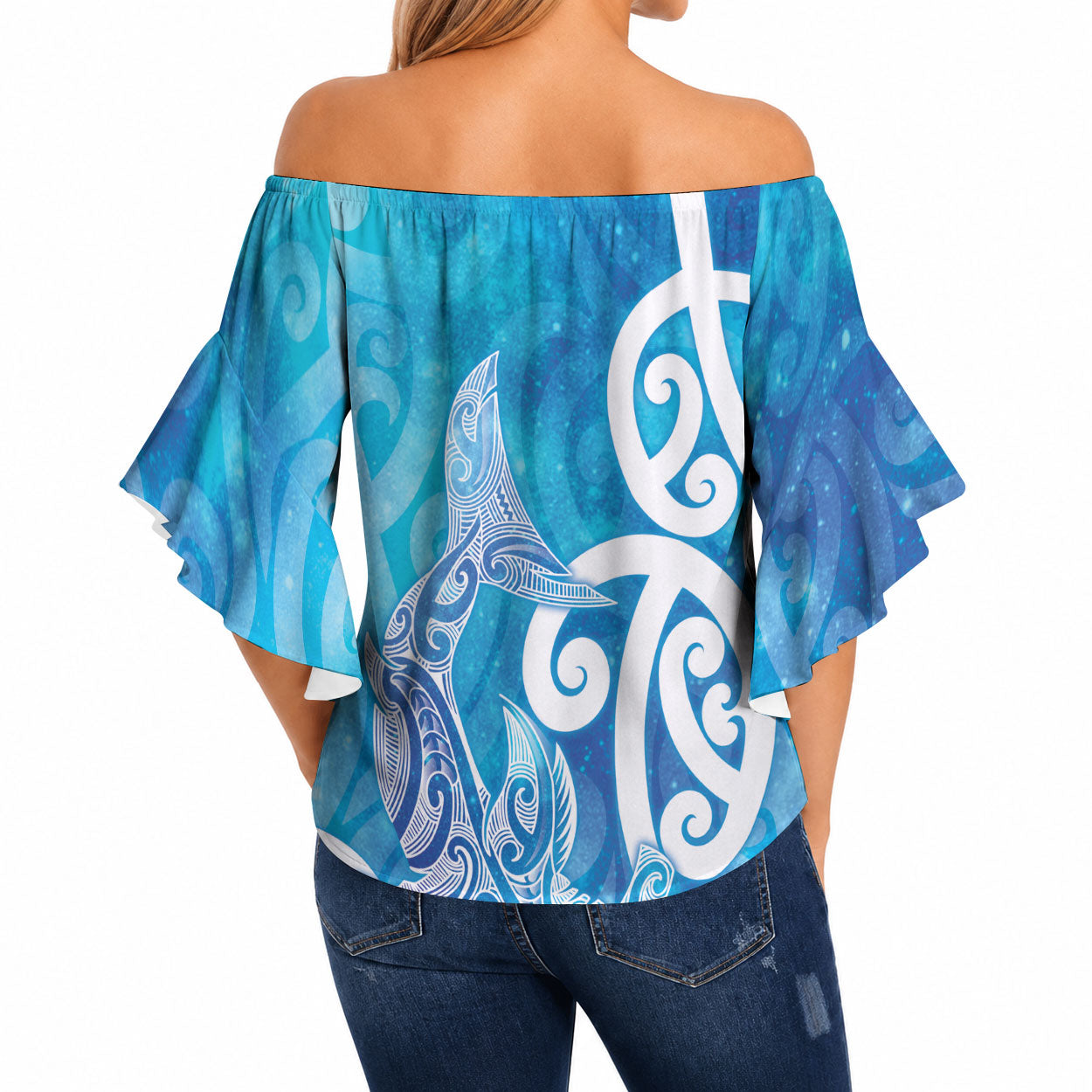 Hammerhead Shark Tattoo New Zealand Off Shoulder Wrap Waist Top Maori Galaxy Mangopare Pattern