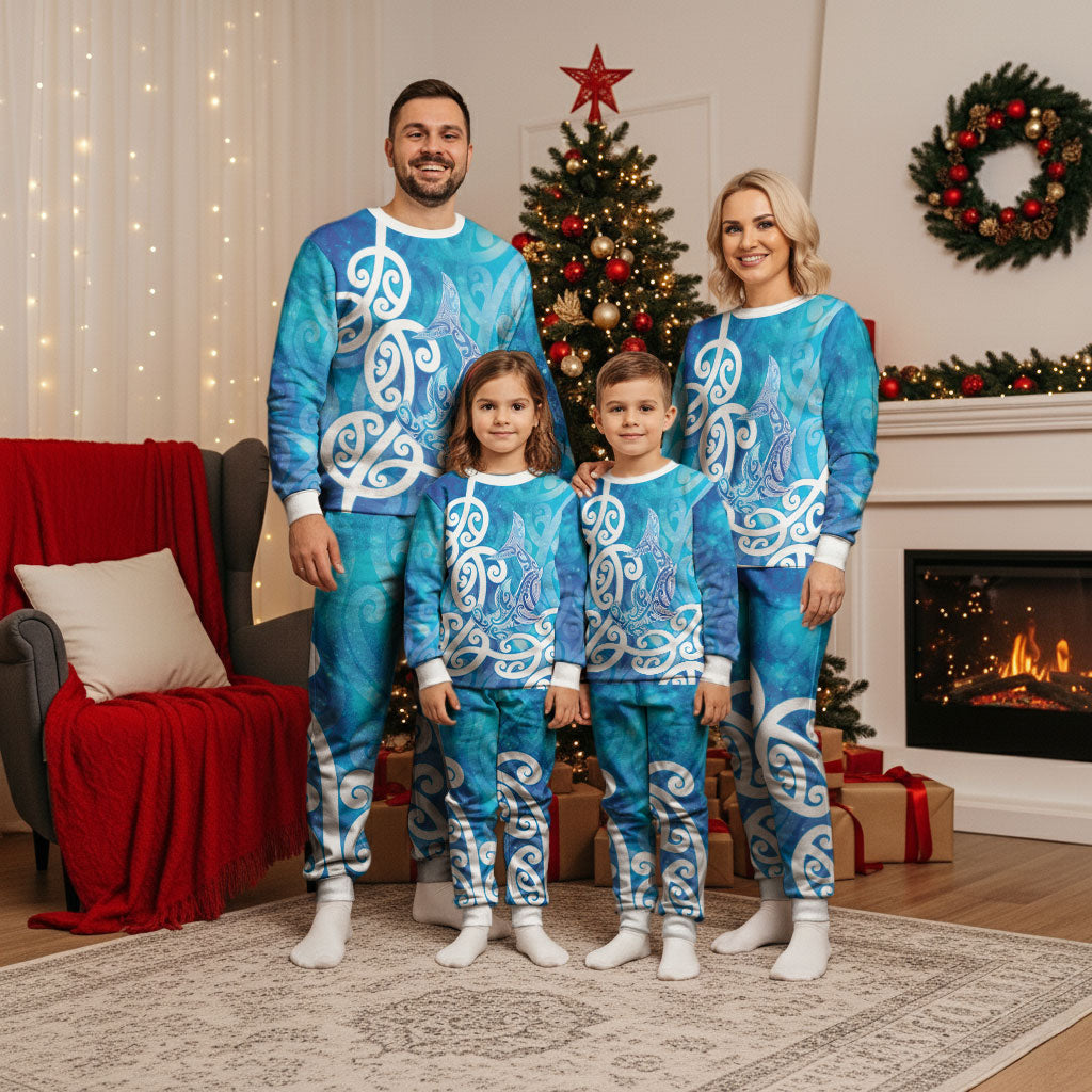 Hammerhead Shark Tattoo New Zealand Christmas Pajama Set Maori Galaxy Mangopare Pattern