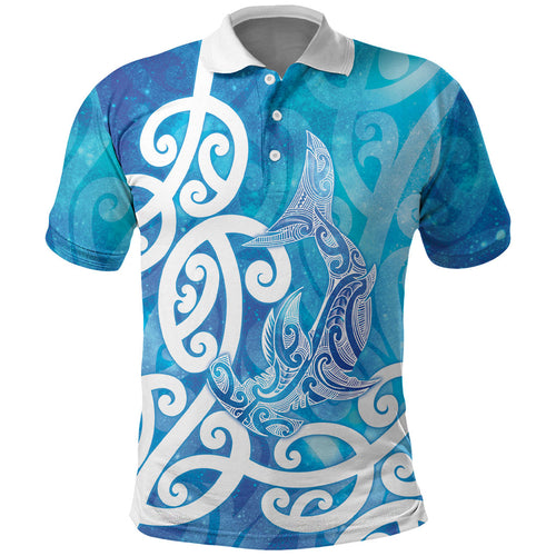 Hammerhead Shark Tattoo New Zealand Polo Shirt Maori Galaxy Mangopare Pattern