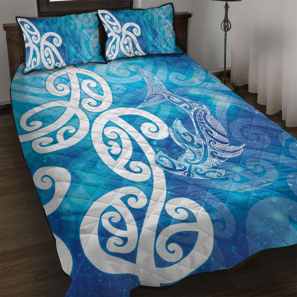 Hammerhead Shark Tattoo New Zealand Quilt Bed Set Maori Galaxy Mangopare Pattern