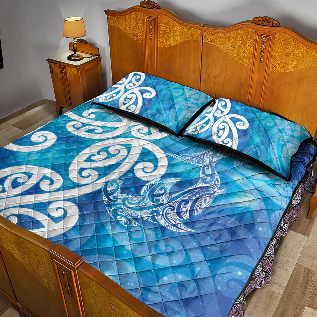 Hammerhead Shark Tattoo New Zealand Quilt Bed Set Maori Galaxy Mangopare Pattern