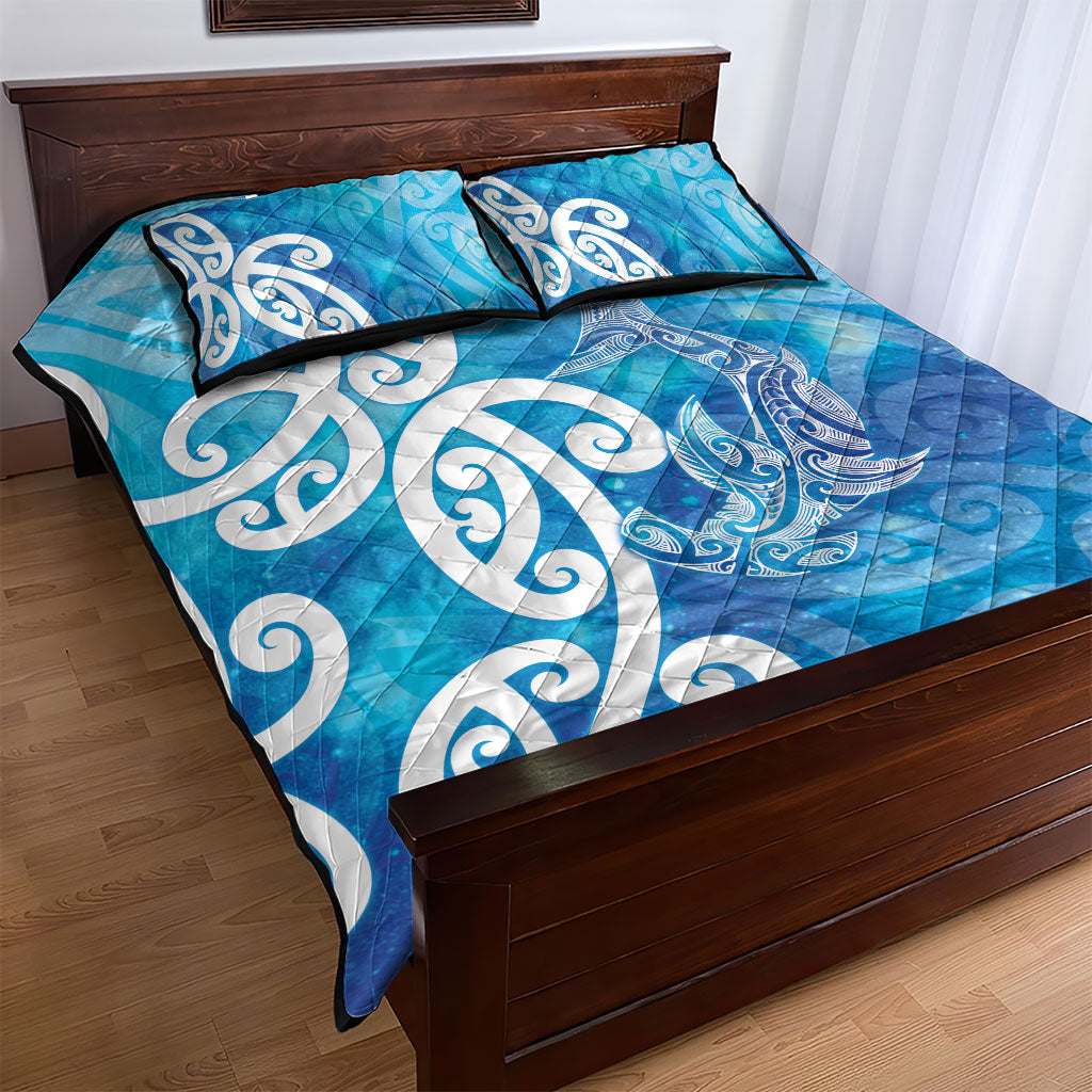 Hammerhead Shark Tattoo New Zealand Quilt Bed Set Maori Galaxy Mangopare Pattern
