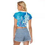 Hammerhead Shark Tattoo New Zealand Raglan Cropped T Shirt Maori Galaxy Mangopare Pattern