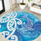 Hammerhead Shark Tattoo New Zealand Round Carpet Maori Galaxy Mangopare Pattern