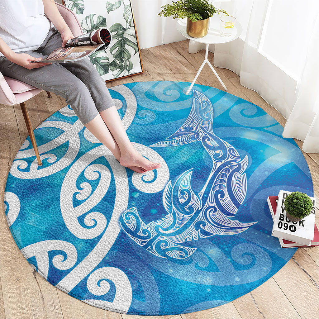 Hammerhead Shark Tattoo New Zealand Round Carpet Maori Galaxy Mangopare Pattern