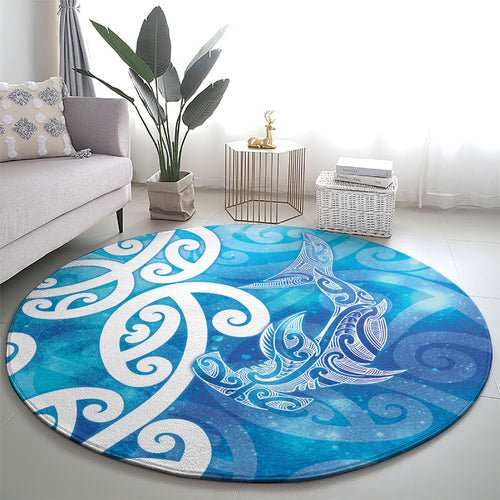 Hammerhead Shark Tattoo New Zealand Round Carpet Maori Galaxy Mangopare Pattern