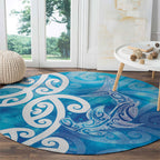 Hammerhead Shark Tattoo New Zealand Round Carpet Maori Galaxy Mangopare Pattern