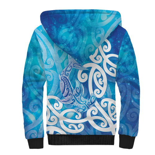 Hammerhead Shark Tattoo New Zealand Sherpa Hoodie Maori Galaxy Mangopare Pattern