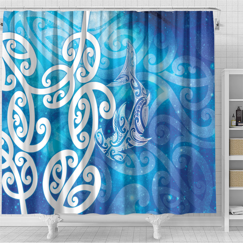 Hammerhead Shark Tattoo New Zealand Shower Curtain Maori Galaxy Mangopare Pattern