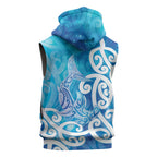 Hammerhead Shark Tattoo New Zealand Sleeveless Hoodie Maori Galaxy Mangopare Pattern