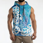 Hammerhead Shark Tattoo New Zealand Sleeveless Hoodie Maori Galaxy Mangopare Pattern