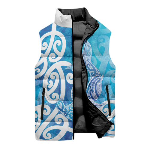 Hammerhead Shark Tattoo New Zealand Sleeveless Puffer Jacket Maori Galaxy Mangopare Pattern