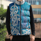 Hammerhead Shark Tattoo New Zealand Sleeveless Puffer Jacket Maori Galaxy Mangopare Pattern