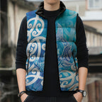 Hammerhead Shark Tattoo New Zealand Sleeveless Puffer Jacket Maori Galaxy Mangopare Pattern