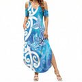 Hammerhead Shark Tattoo New Zealand Summer Maxi Dress Maori Galaxy Mangopare Pattern