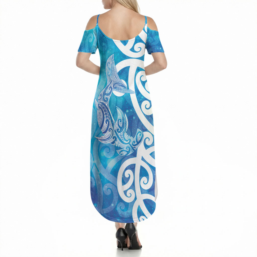 Hammerhead Shark Tattoo New Zealand Summer Maxi Dress Maori Galaxy Mangopare Pattern