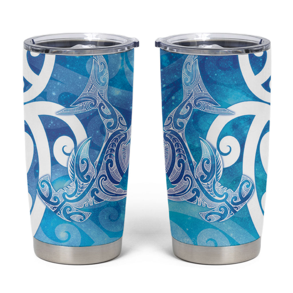 Hammerhead Shark Tattoo New Zealand Tumbler Cup Maori Galaxy Mangopare Pattern